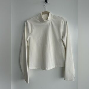 90 Degree By Reflex Cream Ribbed Mock Neck Long Sleeve Top